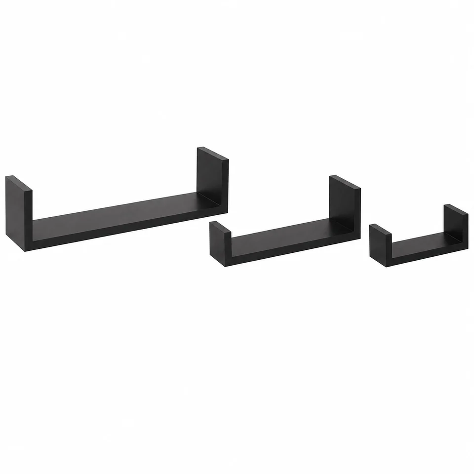 Zidna set polica Fixy edge crna